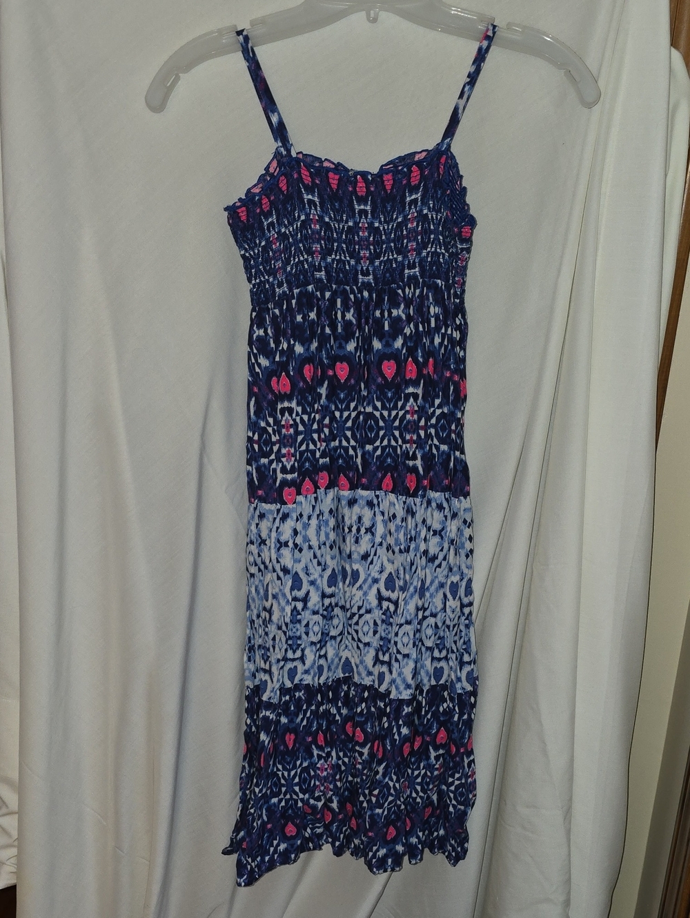 OshKosh B'gosh Blue and Hot Pink Patterned Smocked Sundress